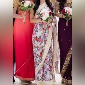 Saree | Handmade / Custom Floral Pink